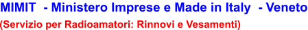 MIMIT  - Ministero Imprese e Made in Italy  - Veneto (Servizio per Radioamatori: Rinnovi e Vesamenti)